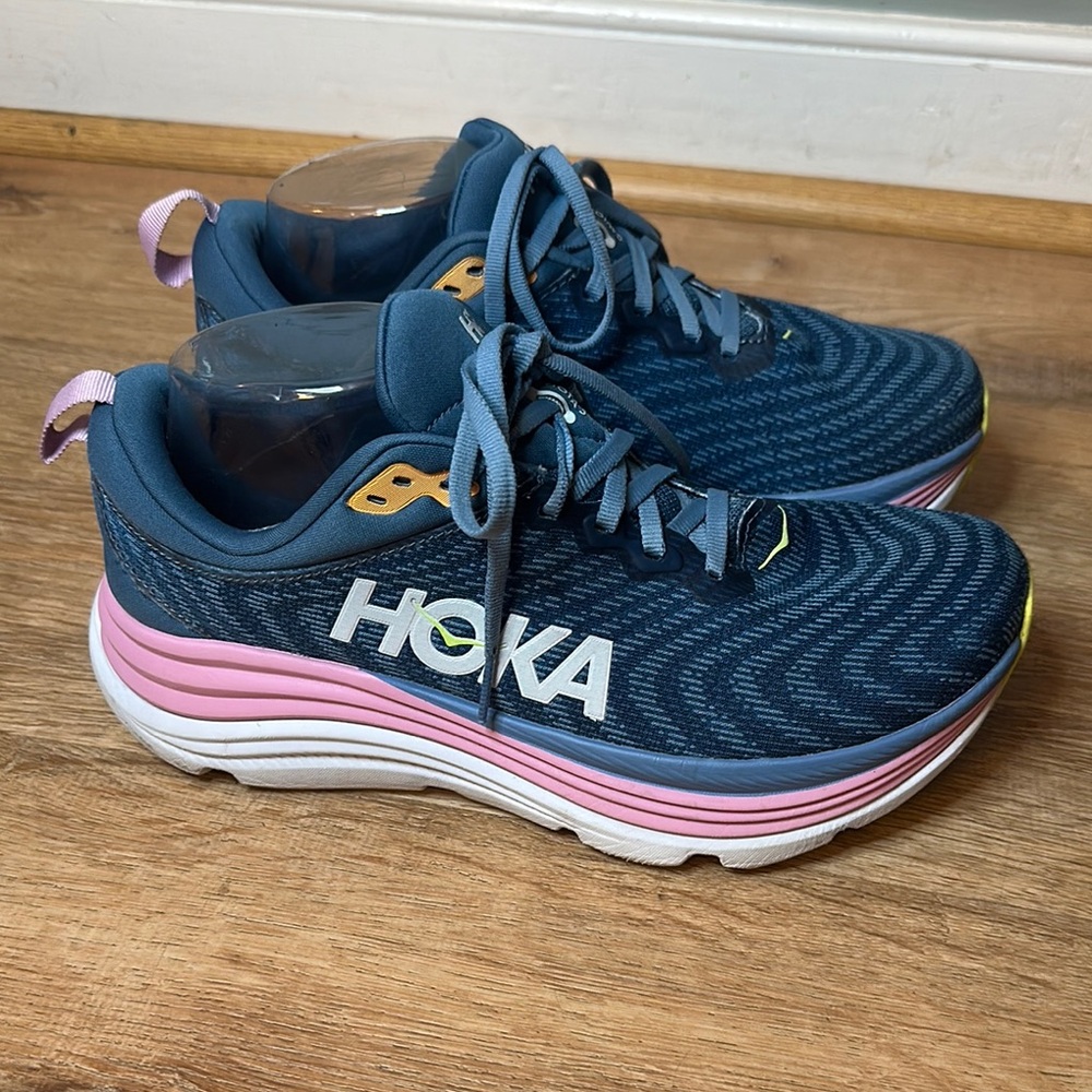 Hoka Blue and Pink Athletic Shoes